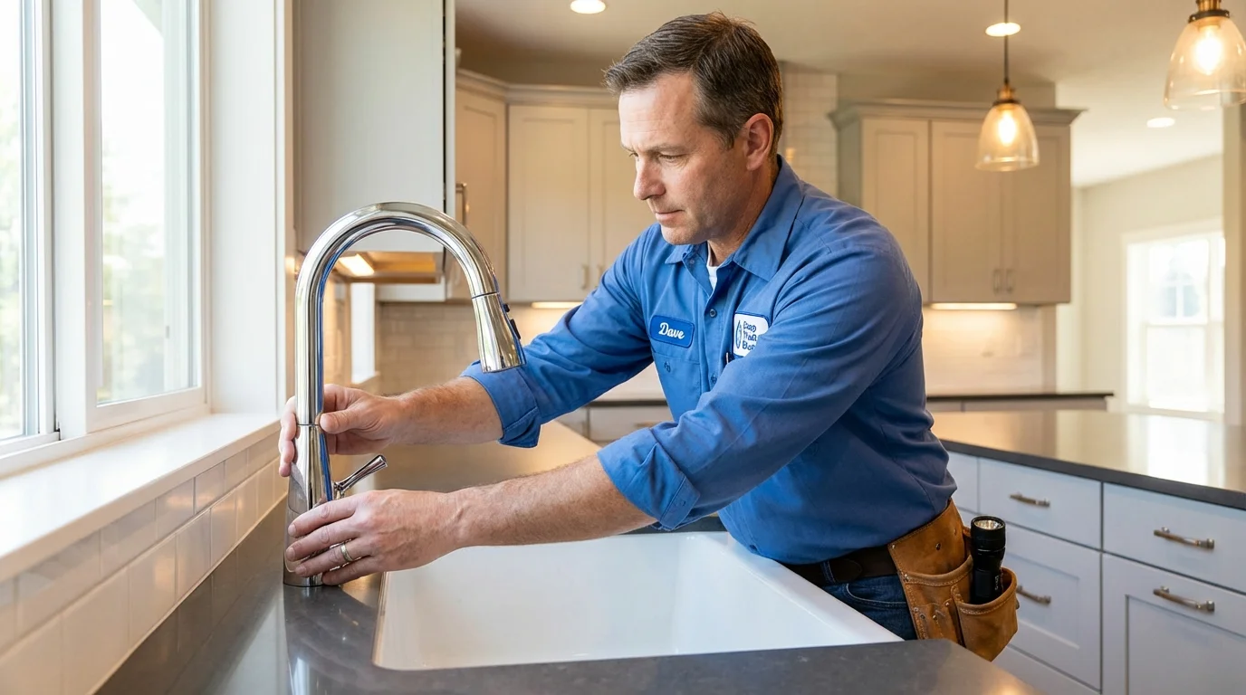 Kitchen faucet installation by Johns Plumbing LLC in Stockton Springs
