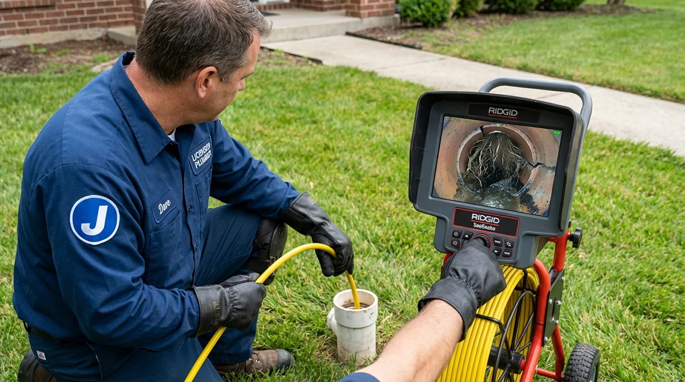 Sewer camera inspection being performed by Johns Plumbing LLC in Stockton Springs