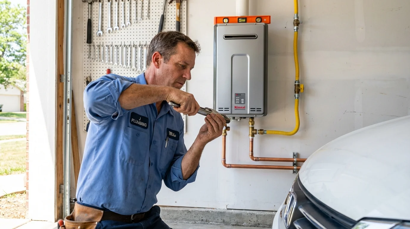 Tankless water heater installation by a Johns Plumbing LLC plumber in Stockton Springs